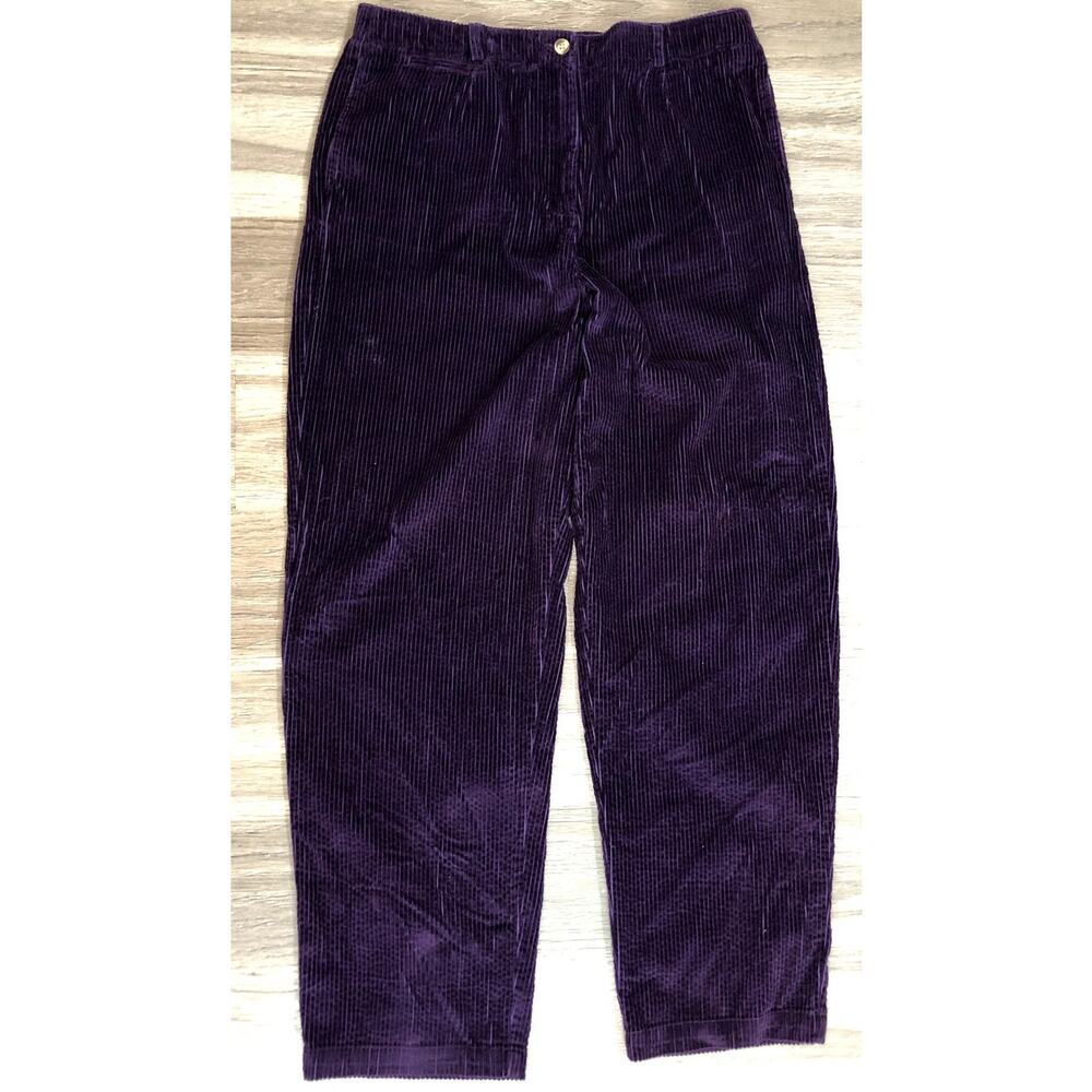 Vintage 90s Talbots Corduroy Pants Size 14 Dark Purple